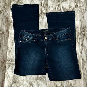 White House Black Market Dark Indigo Flare Skinny Leg Jeans Petite Western Vibes